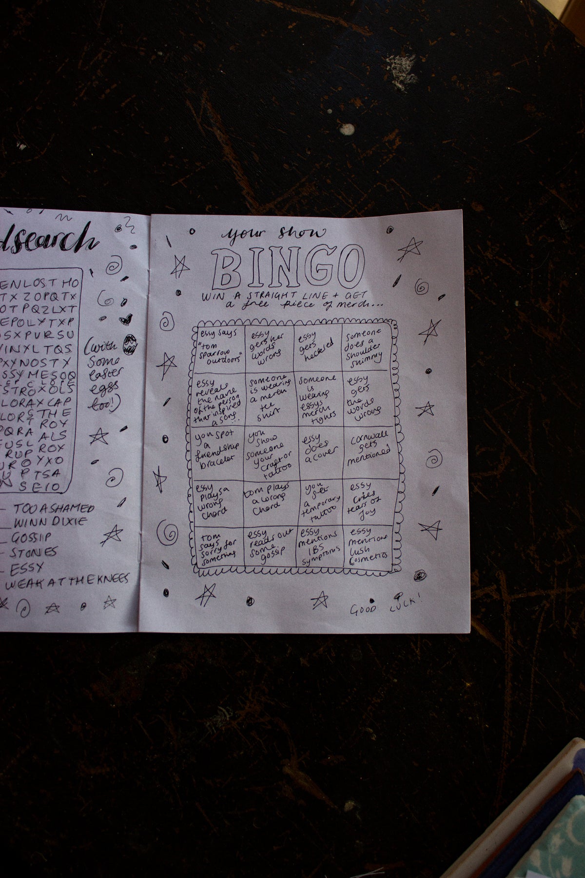 Essy's Tour Programme: The Gossip Gazette
